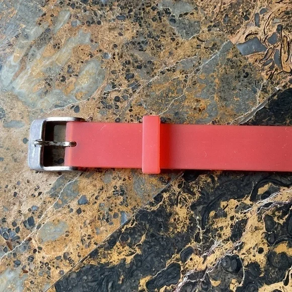 Sterling Silver 925 Greek Design Red Silicon Band Unisex Bracelet